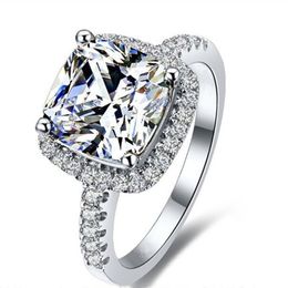 Certificado de US GIA Anillo de diamantes SONA 3 CT S￳lido 925 Joyer￭a de lujo de compromiso de boda de plata esterlina