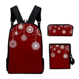 Backpack Classic Merry Christmas 3pcs/Set 3D Print School Student Bookbag Travel Laptop Daypack Shoulder Bag Pencil Case