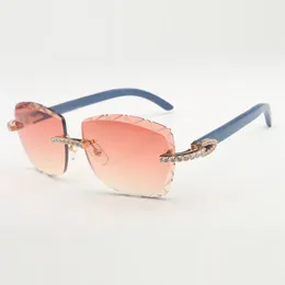 Endless diamond Sunglasses 3524028 with Natural blue wood legs and 58mm Cut Lens Thickness 3.0mm