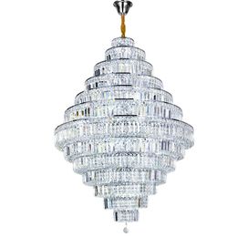 Luxury hollow LED Crystal chandelier 3 Colour Dimming Gold Silver Body pendant light For living hotel lobby Lighting