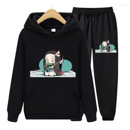 Women's Hoodies Tracksuits Casual Winter Y2k Long Sleeve Hoodie Pullovers Sweatshirt And Pants Anime Cartoon Print Women Two Piece Sets