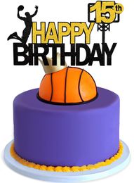 Other Festive Party Supplies L Happy 15Th Birthday Basketball Cake Topper Game Day Dessert Glitter Boys Fifteen Years Old Sports2010 Am4Pr