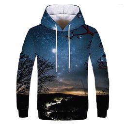 Men's Hoodies Fashion Men/Women 3D Sweatshirts Print Flashing Starry Sky Galaxy Hooded Unisex Pullover Tops Wholesale And Retail