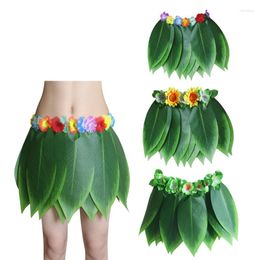 Decorative Flowers Artificial Plant Tropical Palm Leaves Flower Skirt Hula Boho Dance Skirts For Kid Adult Hawaii Beach Birthday Wedding