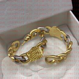 Fashion Designer Earrings V Letter Banshee Medusa Head 18K Gold Plated Womens VE223