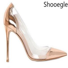 sheer heel NZ - 2018 Patent leather white gold sliver nude thin high heel pumps Plexiglass Clear PVC party shoes pointed semi-sheer sapatos femini302M2421