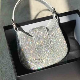 5a Quality Rhinestone Hobo Axillary Bag Women Mini Crescent Bags Shimmer Handbags Designer Chain Crossbody Shoulder Bags Flap Purse Hobos Ad