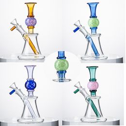 Unique Ball Shape Glass Bongs N Holes Perc Hookahs Heady Glass Water Pipes Small Smoking Bongs 6 Inch Dab Rigs Straight Type With 14mm Bowl