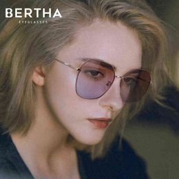 Sunglasses BERTHA Polygon Polarised Sunglasses For Women Retro Luxury Sunglasses Fashion Gradient Eye-wear Glasses Lady Eyeglasses SP8064 T220831