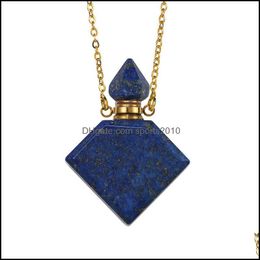 Party Favour Newnatural Crystal Gem Necklaces Per Bottle Necklace Square Fine Oil Pendant Handicraft Party Favour B3 Drop Delivery 2021 Dhtob