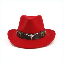 Wide Brim Hats Men Women Cowboy Hat Felt Fedora Outdoor Travel Wide Brim Hats Man Woman Western Knight Cap Couple Top Caps Fa Bdehome Dhseu