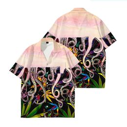 Plus Size S-5XL Hawaiian Shirt Octopus Series 3D Printing Creative Casual Short-sleeved Shirts Men's Trendy Top Clothing