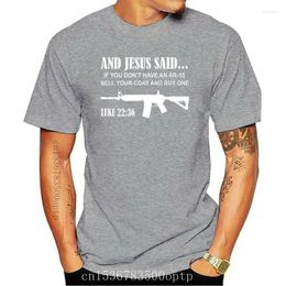 Men's T Shirts 2022 Printed Oversized Men T-Shirt And Jesus Said Ar-15 - Luke 22 36 Pro Gun Rights 2nd Amendment Usa