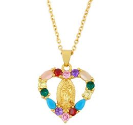 Jewelry Necklaces Pendants Virgin Mary heart chain necklace Zirconia Jewelry Cubic Crystal Cz Fashion Charm she54uh