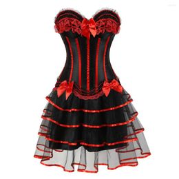 Bustiers & Corsets Fashion Dress And Skirt For Women Vintage Striped Floral Lace Corset Bustier Halloween Showgirl Costume Plus Size