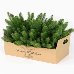 Faux Floral Greenery 1Pack Christmas Pine Needle Branches Fake Plant Christmas Tree Ornament Decorations For Home Diy Wreath Gift Box Wedding Flowers J220906