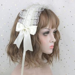 Party Masks Lovely Sweet Hair Hoop Anime Maid Cosplay Headband Lolita Lace Flower Headwear Accessory Hand Made For Girls Gift 2022