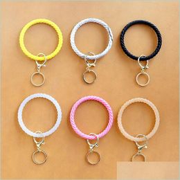 Other Bracelets Bracelets Keychain Sile Keyring Bracelet Bangle Twist Pattern Wristlet Keychains Holder Large Circle Bangles Key Ring Dhbvt