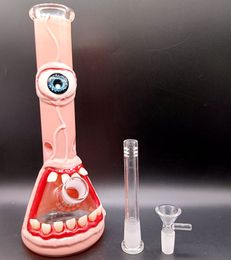 Unique Design 8.5 inch Glass Hookahs Pink Water Bong Pipes Oil Dab Rigs Recycler for Smoking with Female 18mm Joint