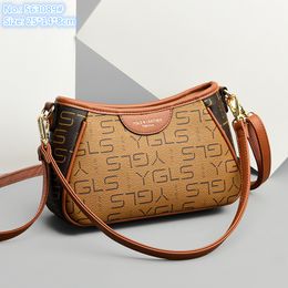 Wholesale factory ladies shoulder bag simple atmospheric leather handbag classic letter printing mobile phone coin purse retro contrast leather backpack 3089#