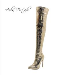 Boots Arden Furtado 2021 winter fashion boots Elegant Pointed Toe Stilettos Heels Zipper Sexy Ladies Big size 48 220906