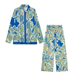 Womens Two Piece Pants 2 Set Fashion Elegant Suits Chic Printed Straight Casual Vacation Party Youth 220906