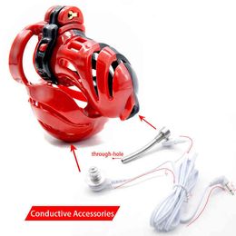 Nxy Chastity Devices 3d Design Male Electric Device Corona Cock Cage 3 Size Penis Ring Belt A390 220829