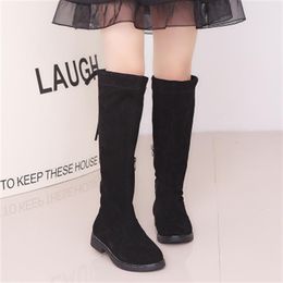 kids knee boots Canada - 2020 Children Brand Over The Knee Boot Kids Solid Color Boots Girls Luxury Flat Shoes Girls Designer Jackboot Spring Fashion2508