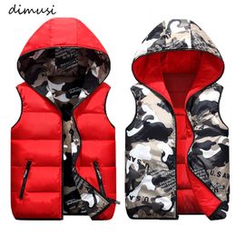 Men's Vests DIMUSI Winter Sleeveless Jackets Male Double-Wear Cotton-Padded Hooded Vest Coats Men Thick Warm Waistcoats Clothing 220907