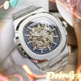 Premium Popular automatic mechanical square watches 40mm sapphire glass Men 904L Stainless Steel self-winding Hollow Dial Wristwatches Perfect Packaging