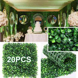 Faux Floral Greenery 61020Pcs Artificial Plants Grass Wall Background Flowers Wedding Boxus Hedge Panels For Indoor Outdoor Home Garden Wall Decor J220906