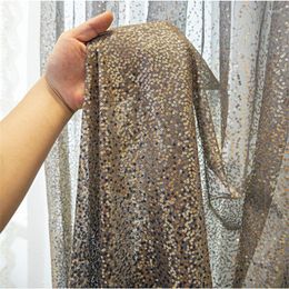 Curtain Light Luxury Black-Gold Gradient Shiny Sequin Tulle Curtains For Livingroom Silver Black Wedding Party Backdrop Drapes