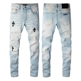 Designer Jeans Mens Denim Ricamo Pantaloni Fashion Holes Pantaloni 28-38 Pantaloni Hip Hop Distressed Zipper per uomo 2022 Top Sell