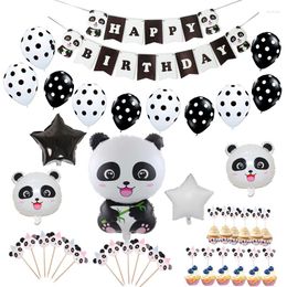 Party Decoration Panda Birthday Decorations Kids Star Foil Balloons Baby Shower Happy Banner Cupcake Toppers