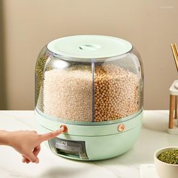 Storage Bottles Grain Box Rotating Compartment Tank Rice Bucket Kitchen Household Artefact