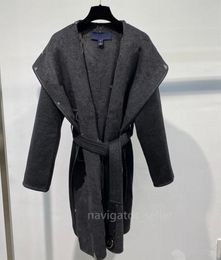 L Women's Wool Blends Jacket Woollen Loose Overcoat Long Sleeve Ladies Outerwear Coats Winter Hooded Thick Coat Warm Waterproof Greatcoat