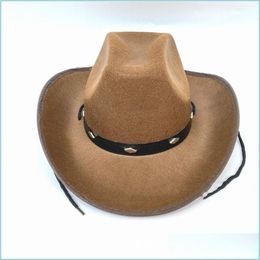 Wide Brim Hats Cowboy Jazz Panama Hat Women Men Felt Fedora Womens Wide Brim Hats Woman Fedoras Man Autumn Winter Top Cap Men Bdehome Dheiw