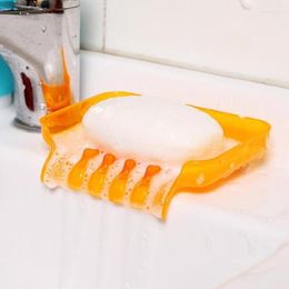 Soap Dishes 2pc Waterfall Dish Holder Non Slip Box Toilet Shower Tray Draining Rack Sink Sponge Bathroom Gadgets