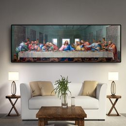 The Last Supper by Leonardo Da Vinci Famous Canvas Painting Cuadros Poster and Prints Wall Pictures For Living Room kitchen Room