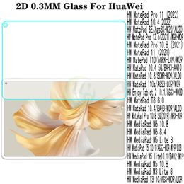 2D 0.33MM 9H Tempered Glass Screen Protector For HuaWei MatePad 10.4 11 T5 10.1 Pro 10.8 T10S T8 MediaPad M5 M6 8.4 liteT3 7 8.0 SE 12.6