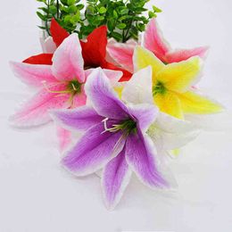 Faux Floral Greenery 10 pcsparty 18 cm Silk Lily Artificial Flower Head For Wedding Decoration Diy Garland Decorative Floristry Fake Flowers J220906