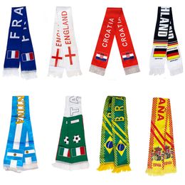 Top 32 Qatar World Cup Scarf Banner Flag Football Fans Kit Soccer Scarfs