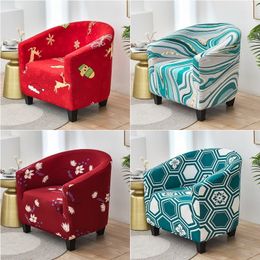 Chair Covers Elastic Christmas Tub Sofa Stretch Spandex Club Slipcovers for Living Room Coffee Bar Single Seater Couch 220906