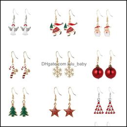 Charm Christmas Crystal Earrings Charm Set Style Stud Snowflake Tree Elk Bell Star Drop Dangle Earring For Girls Women De Dhseller2010 Dhef4