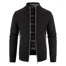 Men's Jackets 2022 Autumn Winter Men's Jacket Slim Fit Stand Collar Zipper Male Solid Thick Warm Sweater