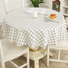Table Cloth Round Grid Pvc Printed cloth Waterproof Oil proof Anti Scalding Coffee Kitchen Dining Colth Cover Mat 220906