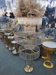 Luxury Fashion Wedding Decoration Background Flower Tower Stand Crystal Table Centerpieces Ornament Display Anniversary Party Bouquet Holder Stage Backdrops