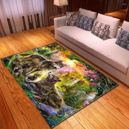 Tapetes carpetes nórdicos de lobo animal carpete desenho de carpete 3D Impressa Kids Bedroom Rugs Rugs Flanel Memory Foam Big for Living Room