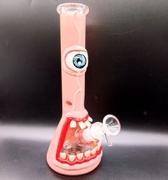 8.5 inch Unique Design Hookahs Super Thick Pink Glass Water Bong Smoking Pipes with Female 18mm Joint