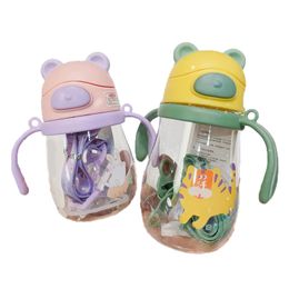 Cups Dishes Utensils 250ML Children Water Bottles Baby Straw Bottle with Handle Gravity Ball Cover Cartoon Drinking 220907